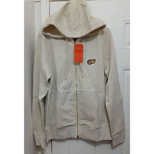 Bolivares new york mens xl full zip hoodie sweatshirt fleece lined cream beige